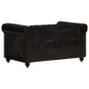2-osobowa sofa Chesterfield, czarna, skóra naturalna