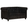 2-osobowa sofa Chesterfield, czarna, skóra naturalna