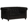 2-osobowa sofa Chesterfield, czarna, skóra naturalna