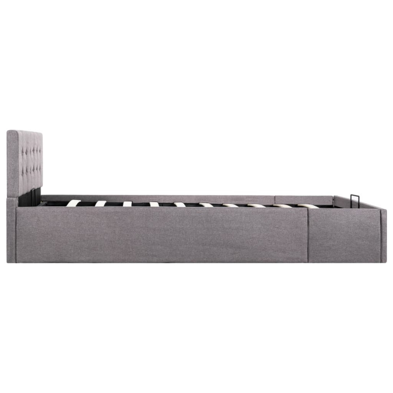 Rama łóżka z podnośnikiem, taupe, tkanina, 120 x 200 cm