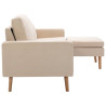 3-osobowa sofa z podnóżkiem, kremowa, tapicerowana tkaniną