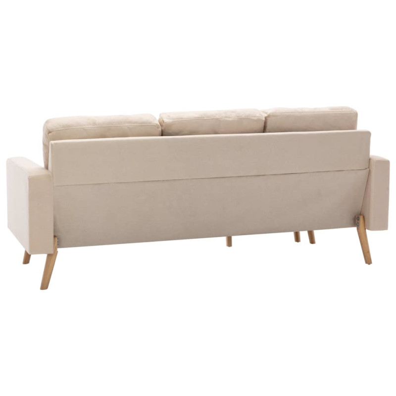 3-osobowa sofa z podnóżkiem, kremowa, tapicerowana tkaniną