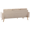 3-osobowa sofa z podnóżkiem, kremowa, tapicerowana tkaniną