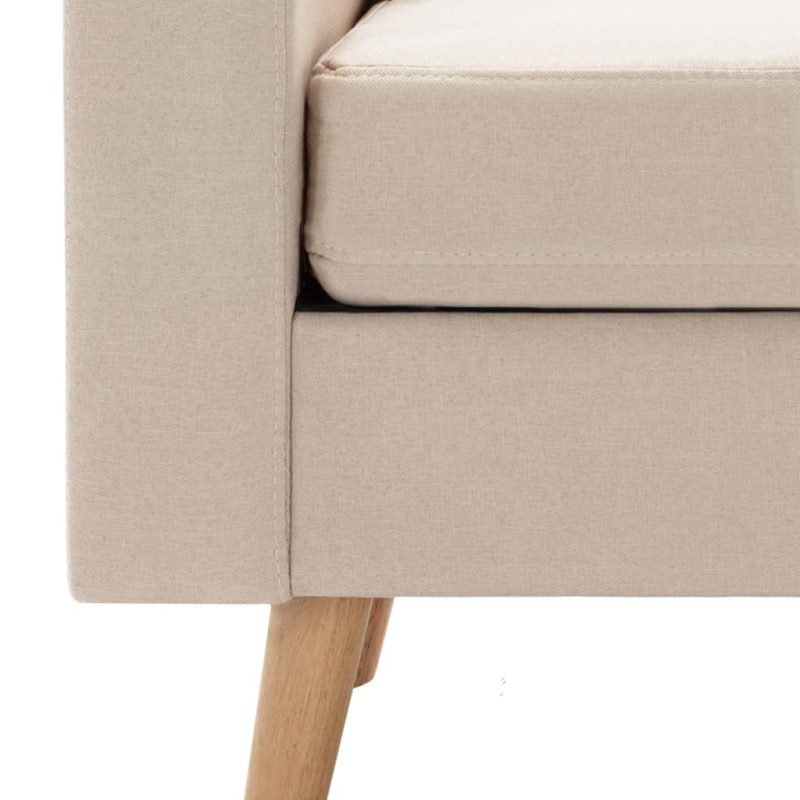 3-osobowa sofa z podnóżkiem, kremowa, tapicerowana tkaniną