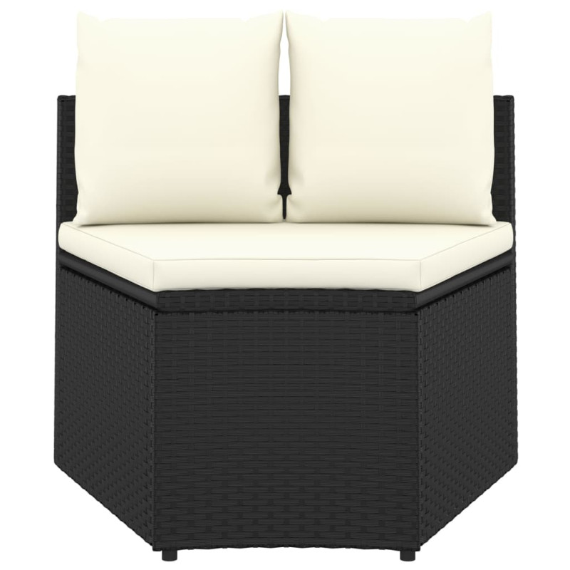 7-częściowa sofa ogrodowa z poduszkami, rattan PE, czarna