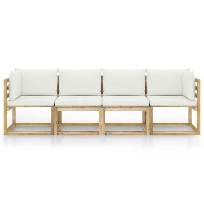 4-osobowa sofa ogrodowa z kremowymi poduszkami