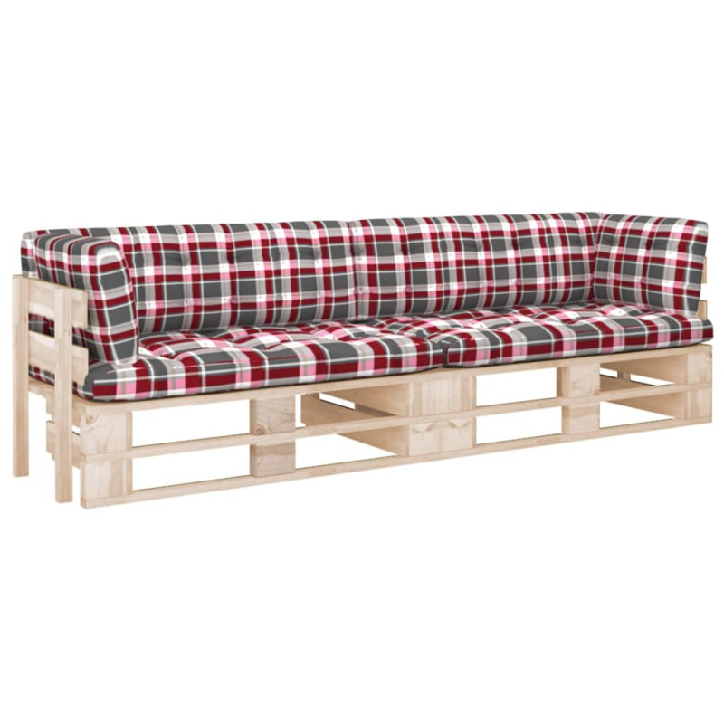 Sofa 2-os. z palet, z poduszkami, impregnowane drewno sosnowe