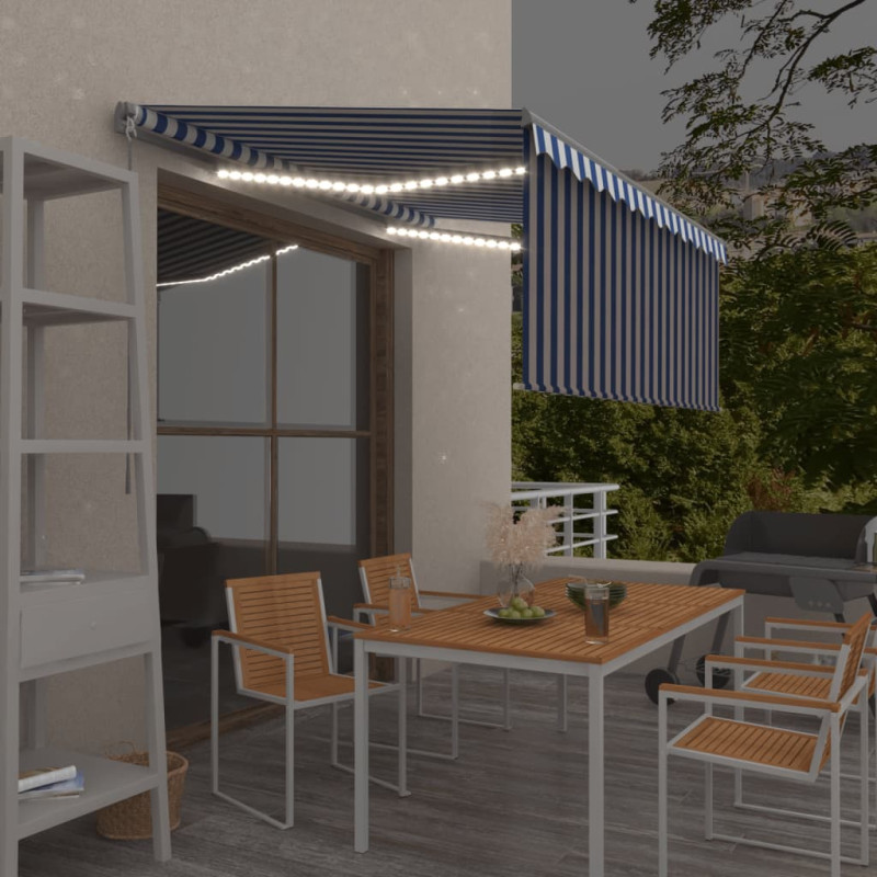 Ręcznie zwijana markiza z zasłoną zacieniającą i LED, 3x2,5 m