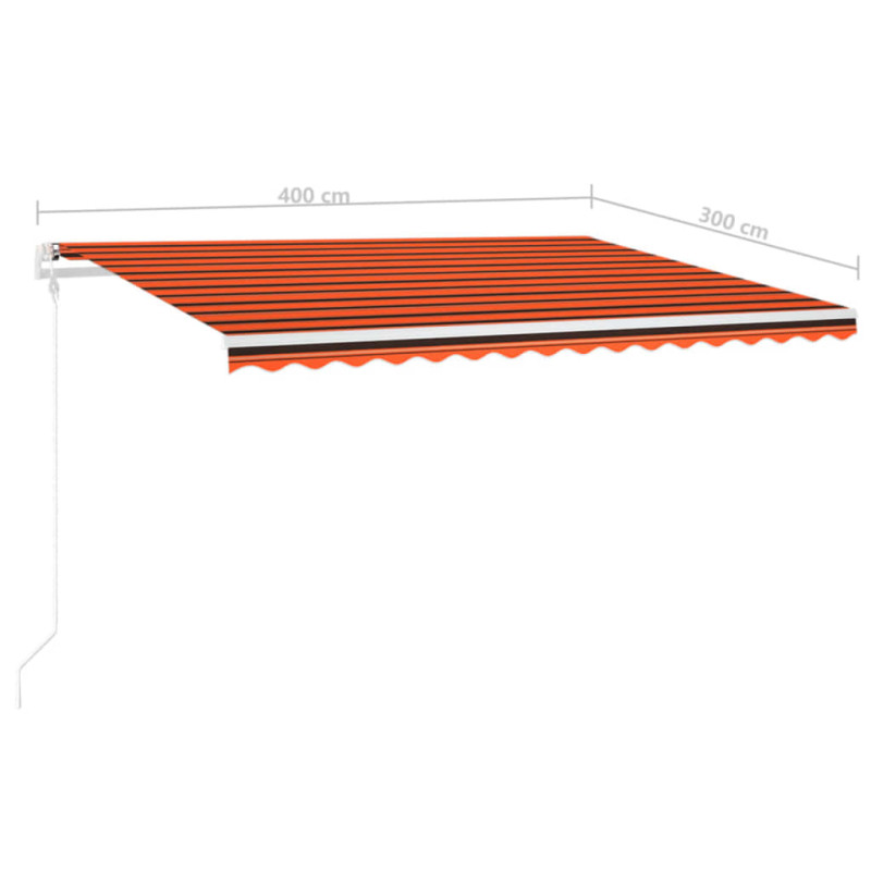 Ręcznie zwijana markiza ze słupkami 4x3 m, pomarańczowo-brązowa