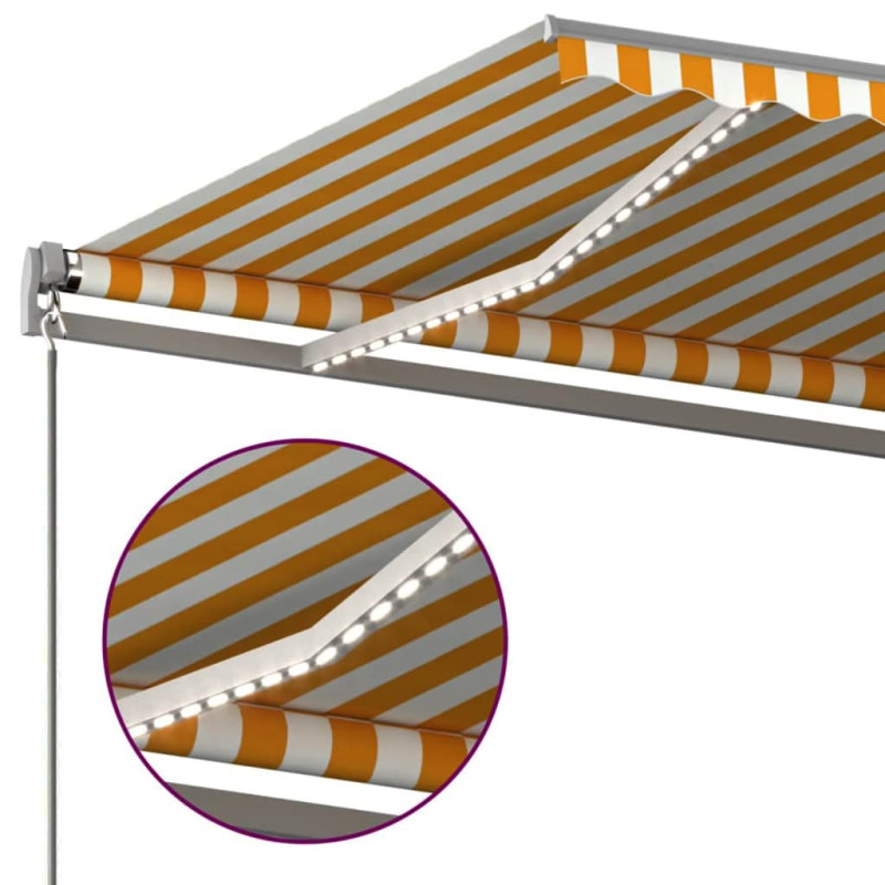 Automatycznie zwijana markiza, LED i czujnik wiatru, 6x3 m