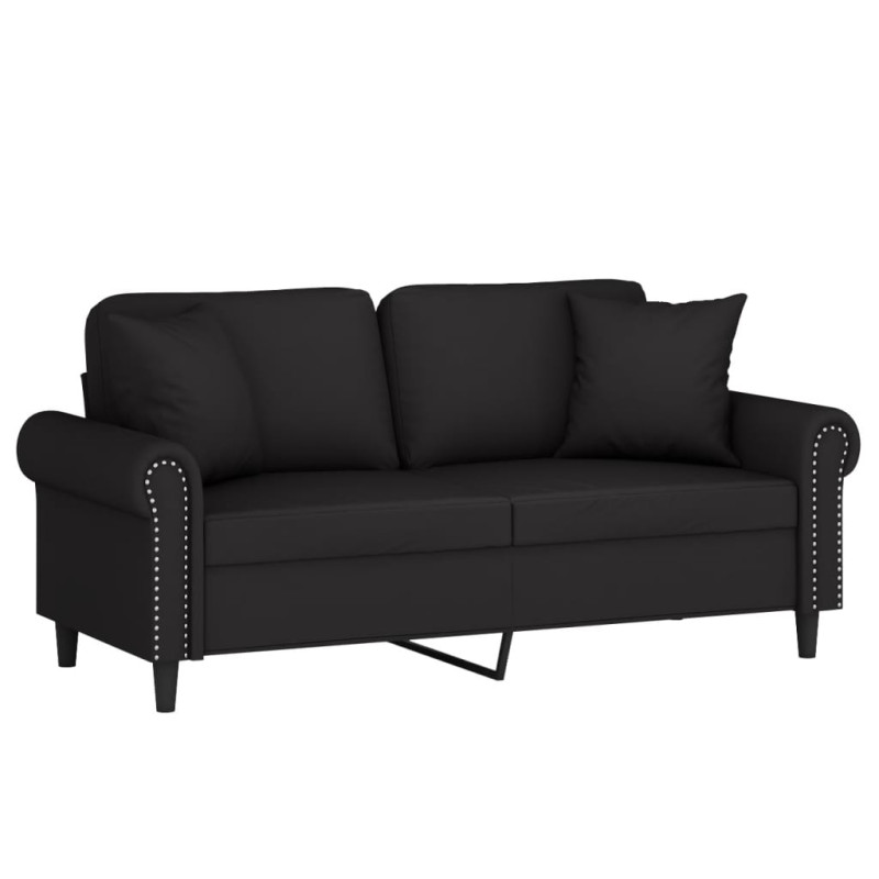 2-osobowa sofa z poduszkami, czarna, 140 cm, aksamit