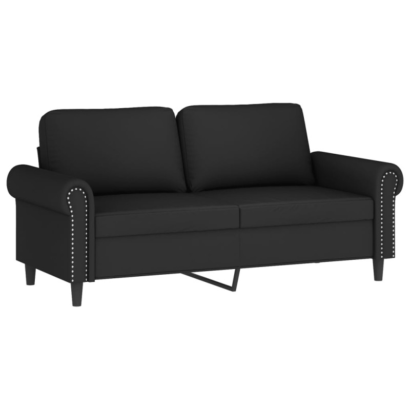 2-osobowa sofa z poduszkami, czarna, 140 cm, aksamit
