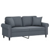 2-osobowa sofa z poduszkami, ciemnoszara, 140 cm, aksamit