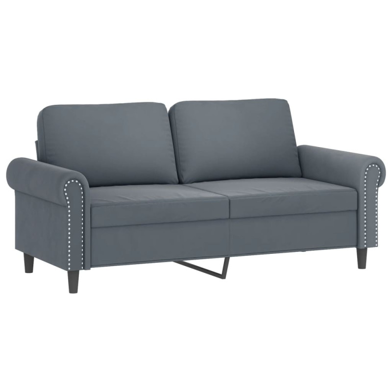 2-osobowa sofa z poduszkami, ciemnoszara, 140 cm, aksamit
