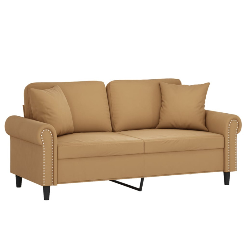 2-osobowa sofa z poduszkami, brązowa, 140 cm, aksamit