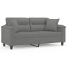 2-osobowa sofa z poduszkami, ciemnoszara, 140 cm, mikrofibra