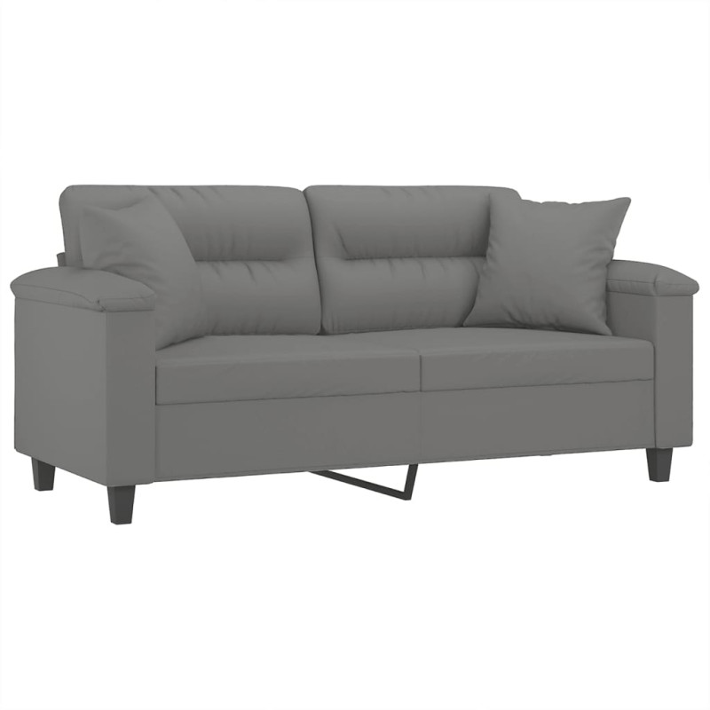 2-osobowa sofa z poduszkami, ciemnoszara, 140 cm, mikrofibra