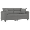 2-osobowa sofa z poduszkami, ciemnoszara, 140 cm, mikrofibra