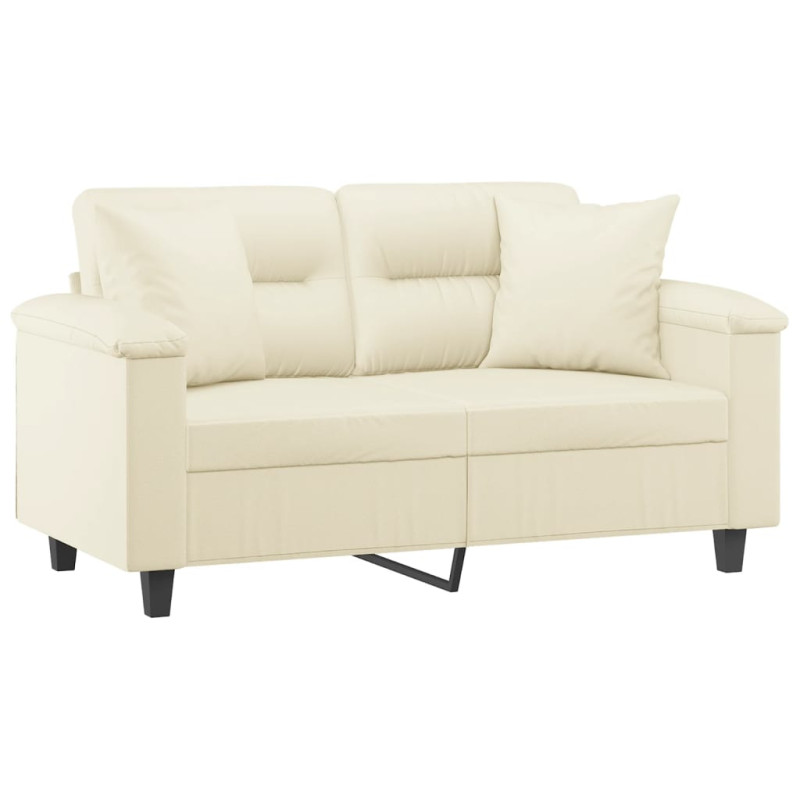 2-osobowa sofa z poduszkami, kremowa, 120 cm, sztuczna skóra