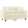 2-osobowa sofa z poduszkami, kremowa, 120 cm, sztuczna skóra