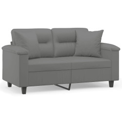 2-osobowa sofa z poduszkami, ciemnoszara, 120 cm, mikrofibra