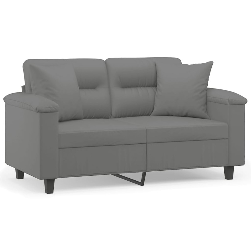 2-osobowa sofa z poduszkami, ciemnoszara, 120 cm, mikrofibra