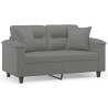 2-osobowa sofa z poduszkami, ciemnoszara, 120 cm, mikrofibra