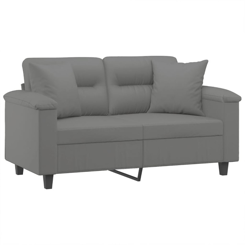2-osobowa sofa z poduszkami, ciemnoszara, 120 cm, mikrofibra