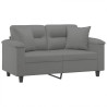 2-osobowa sofa z poduszkami, ciemnoszara, 120 cm, mikrofibra
