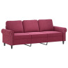 3-osobowa sofa z podnóżkiem winna czerwień 180 cm, aksamit
