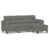 3-os. sofa z podnóżkiem, ciemnoszara, 180 cm, obita mikrofibrą
