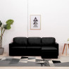 3-osobowa, rozkładana sofa modułowa, czarna, sztuczna skóra