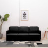 3-osobowa, rozkładana sofa modułowa, czarna, sztuczna skóra