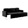 3-osobowa, rozkładana sofa modułowa, czarna, sztuczna skóra