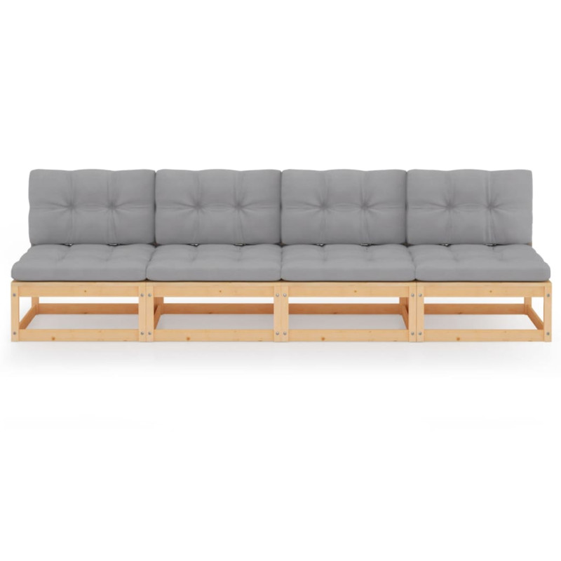 4-osobowa sofa ogrodowa z poduszkami, lite drewno sosnowe