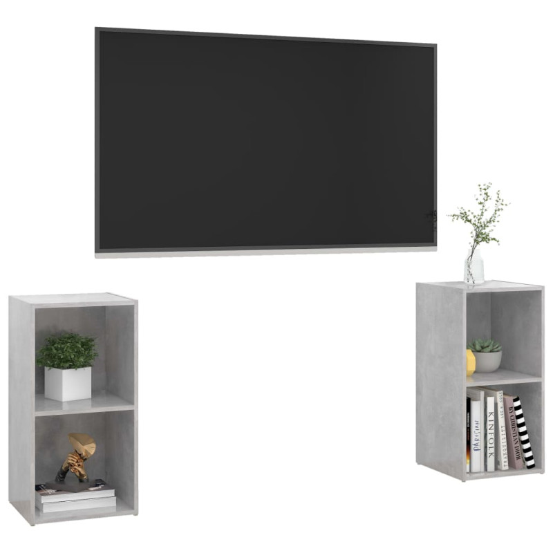 Szafki TV, 2 szt., szarość betonu, 72x35x36,5 cm, płyta wiórowa