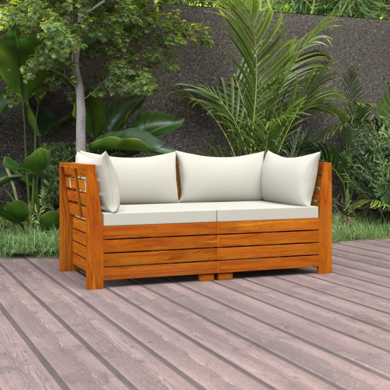 2-osobowa sofa ogrodowa z poduszkami, lite drewno akacjowe