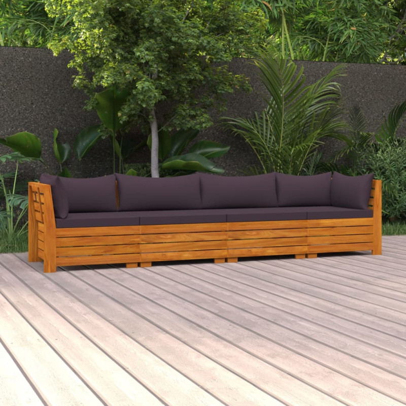 4-osobowa sofa ogrodowa z poduszkami, lite drewno akacjowe