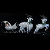 Renifery z saniami, dekoracja do ogrodu, 100 diod LED, srebrne