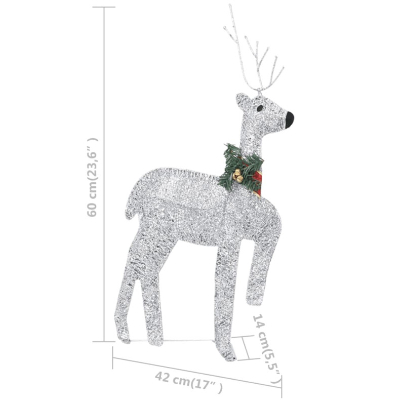 Renifery z saniami, dekoracja do ogrodu, 100 diod LED, srebrne