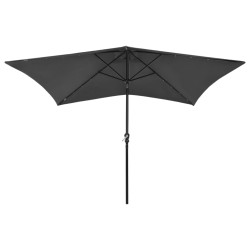 Parasol ogrodowy z LED i stalowym słupkiem, antracytowy, 2x3 m