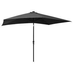 Parasol ogrodowy z LED i stalowym słupkiem, antracytowy, 2x3 m