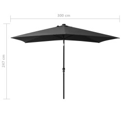 Parasol ogrodowy z LED i stalowym słupkiem, antracytowy, 2x3 m