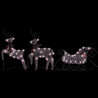 Świąteczna dekoracja, renifery z saniami, 60 diod LED, złota