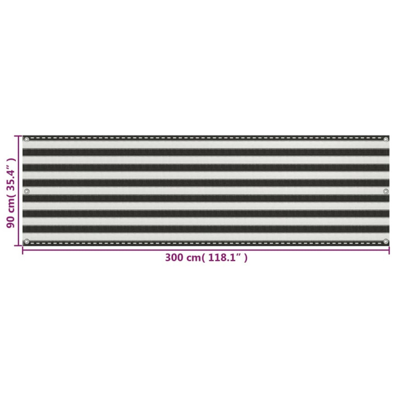 Parawan balkonowy z HDPE, 90x300 cm, antracytowo-biały