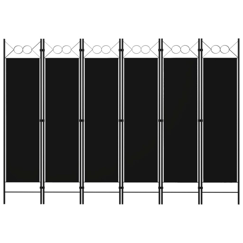 Parawan 6-panelowy, czarny, 240 x 180 cm