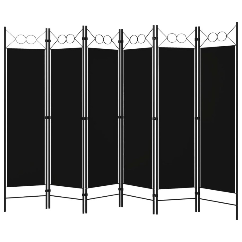 Parawan 6-panelowy, czarny, 240 x 180 cm