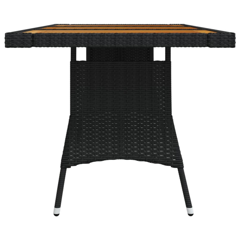Stół ogrodowy, czarny 160x70x72 cm, rattan PE i drewno akacjowe