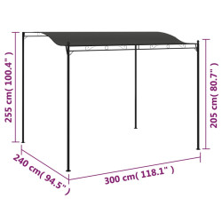 Zadaszenie, 3 x 2,4 m, antracytowe