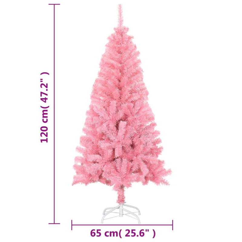 Sztuczna choinka ze stojakiem, różowa, 120 cm, PVC